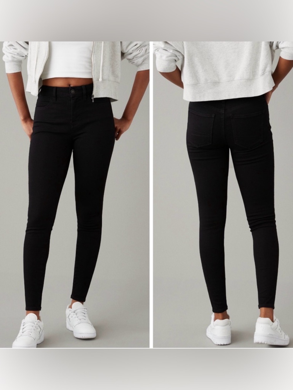 American Eagle Next Level Stretch Super High-Rise Black Wash Jegging 12 Short